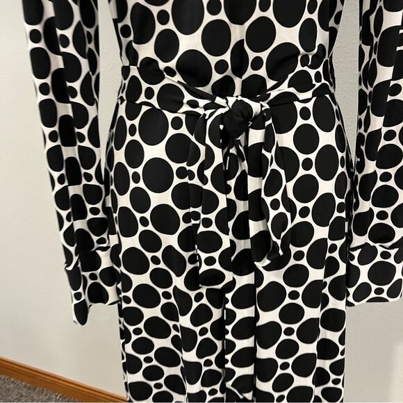 Elegant Black and White Polka Dot Dress - Picture 9 of 14